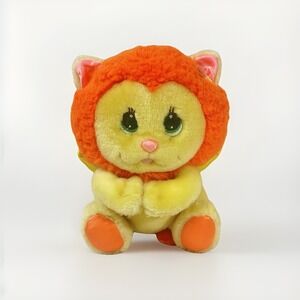 Mattel Angel Lion Plush Toy 8" Vintage 1985 Yellow Orange Stuffed Animal